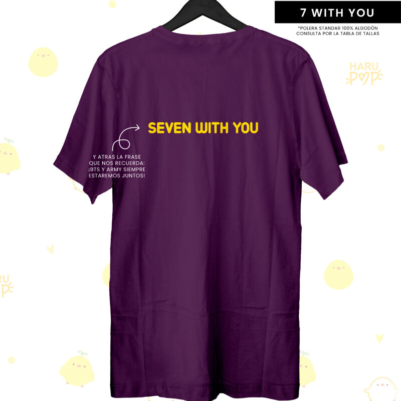 Polera 7 With You Jimin morada – frente con texto Seven With You