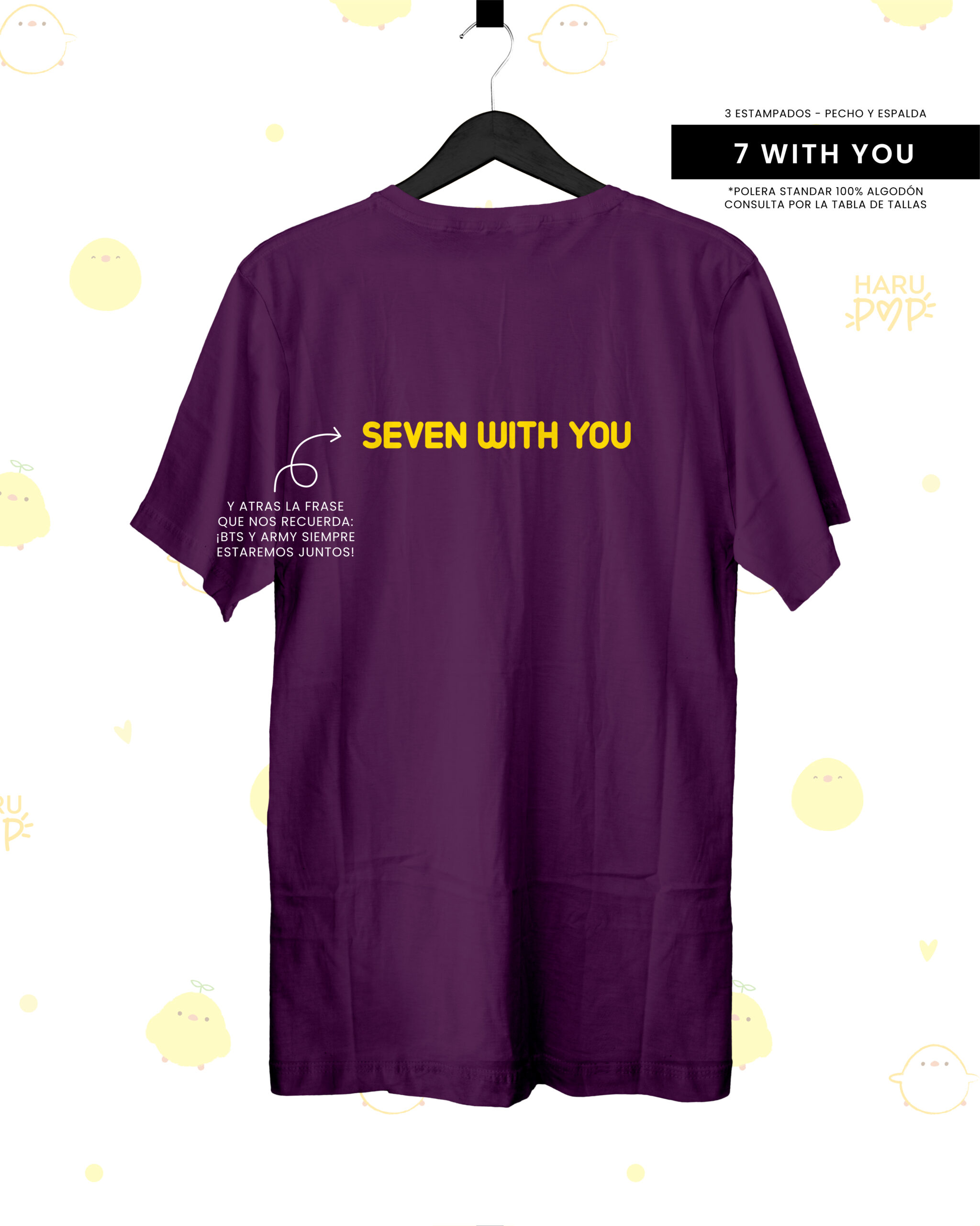 Polera 7 With You Jimin morada – frente con texto Seven With You